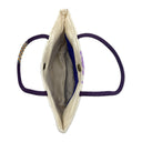 Lavender Waves obi bag made from a vintage Japanese obi, with purple and lilac seigaiha waves on silver, view 6