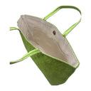 Lime Asanoha obi bag made from a vintage Japanese obi, with a tone on tone asanoha hemp leaf pattern on lime green, view 5
