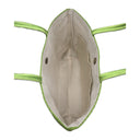 Lime Asanoha obi bag made from a vintage Japanese obi, with a tone on tone asanoha hemp leaf pattern on lime green, view 6