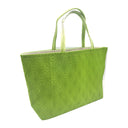 Lime Asanoha obi bag made from a vintage Japanese obi, with a tone on tone asanoha hemp leaf pattern on lime green, view 2