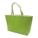 Lime Asanoha obi bag made from a vintage Japanese obi, with a tone on tone asanoha hemp leaf pattern on lime green, view 3