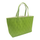Lime Asanoha obi bag made from a vintage Japanese obi, with a tone on tone asanoha hemp leaf pattern on lime green, view 4