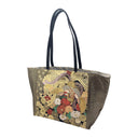 Midnight Phoenix obi bag made from a vintage Japanese obi, with a gold phoenix with flowing plumes among chrysanthemums on black