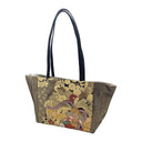 Midnight Phoenix obi bag made from a vintage Japanese obi, with a gold phoenix with flowing plumes among chrysanthemums on black, view 3