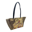 Midnight Phoenix obi bag made from a vintage Japanese obi, with a gold phoenix with flowing plumes among chrysanthemums on black, view 4