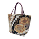 Midnight Wisteria obi bag made from a vintage Japanese obi, with hanging wisteria and large gold-outlined blossoms on black
