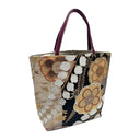 Midnight Wisteria obi bag made from a vintage Japanese obi, with hanging wisteria and large gold-outlined blossoms on black, view 2