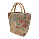 Peony Phoenix obi bag made from a vintage Japanese obi, with coral peonies, chrysanthemums and a phoenix on gold