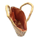 Peony Phoenix obi bag made from a vintage Japanese obi, with coral peonies, chrysanthemums and a phoenix on gold, view 5