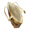 Phoenix Garden obi bag made from a vintage Japanese obi, with a phoenix and flowers flowing between golden diamonds, view 5