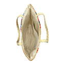 Phoenix Garden obi bag made from a vintage Japanese obi, with a phoenix and flowers flowing between golden diamonds, view 6