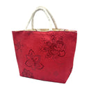 Ruby Damask obi bag made from a vintage Japanese obi, with tone on tone stylized flowers and scrolling vines on ruby red, view 3