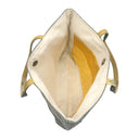 Sage Plaid obi bag made from a vintage Japanese obi, with a woven check of brown, mustard and white on sage green, view 6