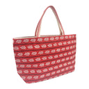Scarlet Sprigs obi bag made from a vintage Japanese obi, with rows of small white leaf sprigs and black dotted lines on red, view 2
