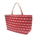 Scarlet Sprigs obi bag made from a vintage Japanese obi, with rows of small white leaf sprigs and black dotted lines on red, view 3