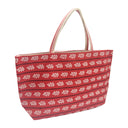 Scarlet Sprigs obi bag made from a vintage Japanese obi, with rows of small white leaf sprigs and black dotted lines on red, view 4