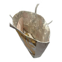 Silver Ribbons obi bag made from a vintage Japanese obi, with coral peonies, bamboo leaves and sweeping gold ribbon bands on silver, view 5