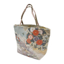 Snowy Pines obi bag made from a vintage Japanese obi, with cranes over snow-covered pines and autumn chrysanthemums, view 3