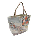 Snowy Pines obi bag made from a vintage Japanese obi, with cranes over snow-covered pines and autumn chrysanthemums, view 4