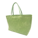 Spring Leaves obi bag made from a vintage Japanese obi, with tone on tone leaves and star shaped flowers on green