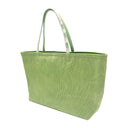 Spring Leaves obi bag made from a vintage Japanese obi, with tone on tone leaves and star shaped flowers on green, view 3