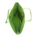 Spring Leaves obi bag made from a vintage Japanese obi, with tone on tone leaves and star shaped flowers on green, view 6